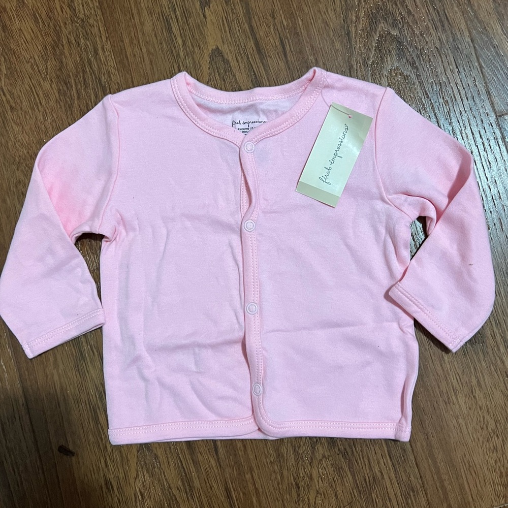 First Impressions Pink Button Up Cardigan Size 6-9 months New with Tags